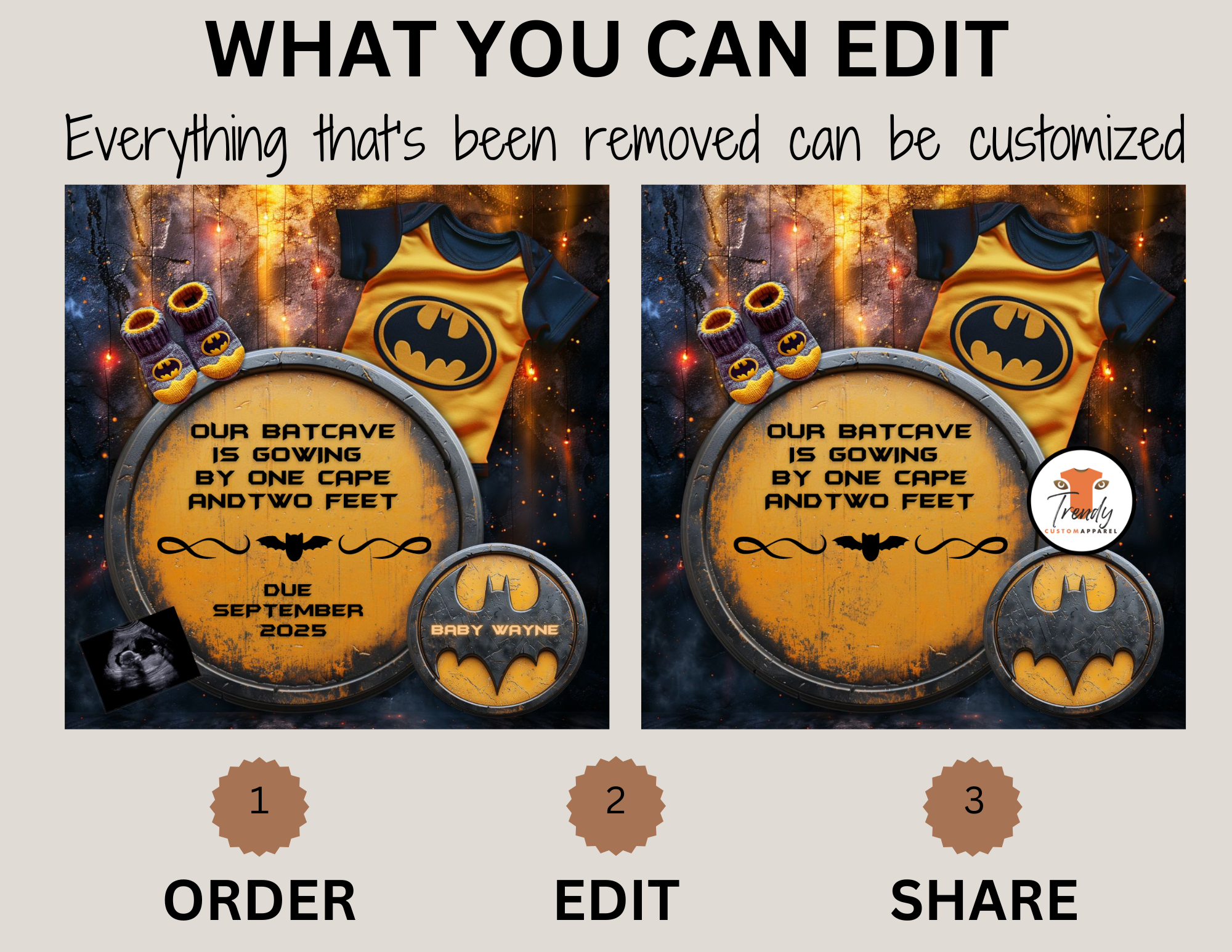 Digital Batman Pregnancy Announcement, Customizable Superhero Themed, Personalized Editable Template