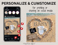 Beach Baby Reveal Digital Editable Template, Sand & Seashells Themed Canva Template TrendyCustomApparel™