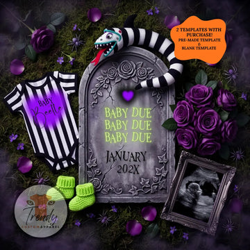Beetlejuice Baby Reveal Digital Editable Template, Funny Quote Themed Canva Template TrendyCustomApparel™