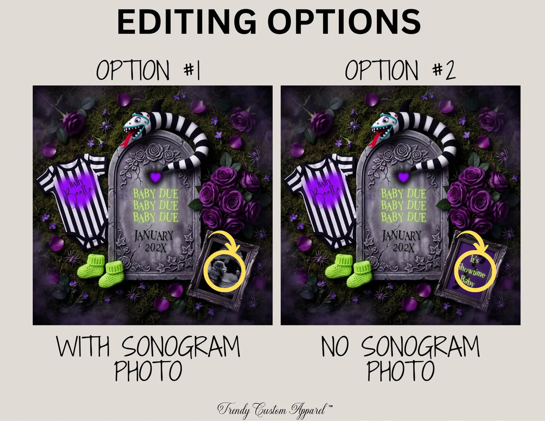Beetlejuice Baby Reveal Digital Editable Template, Funny Quote Themed Canva Template TrendyCustomApparel™