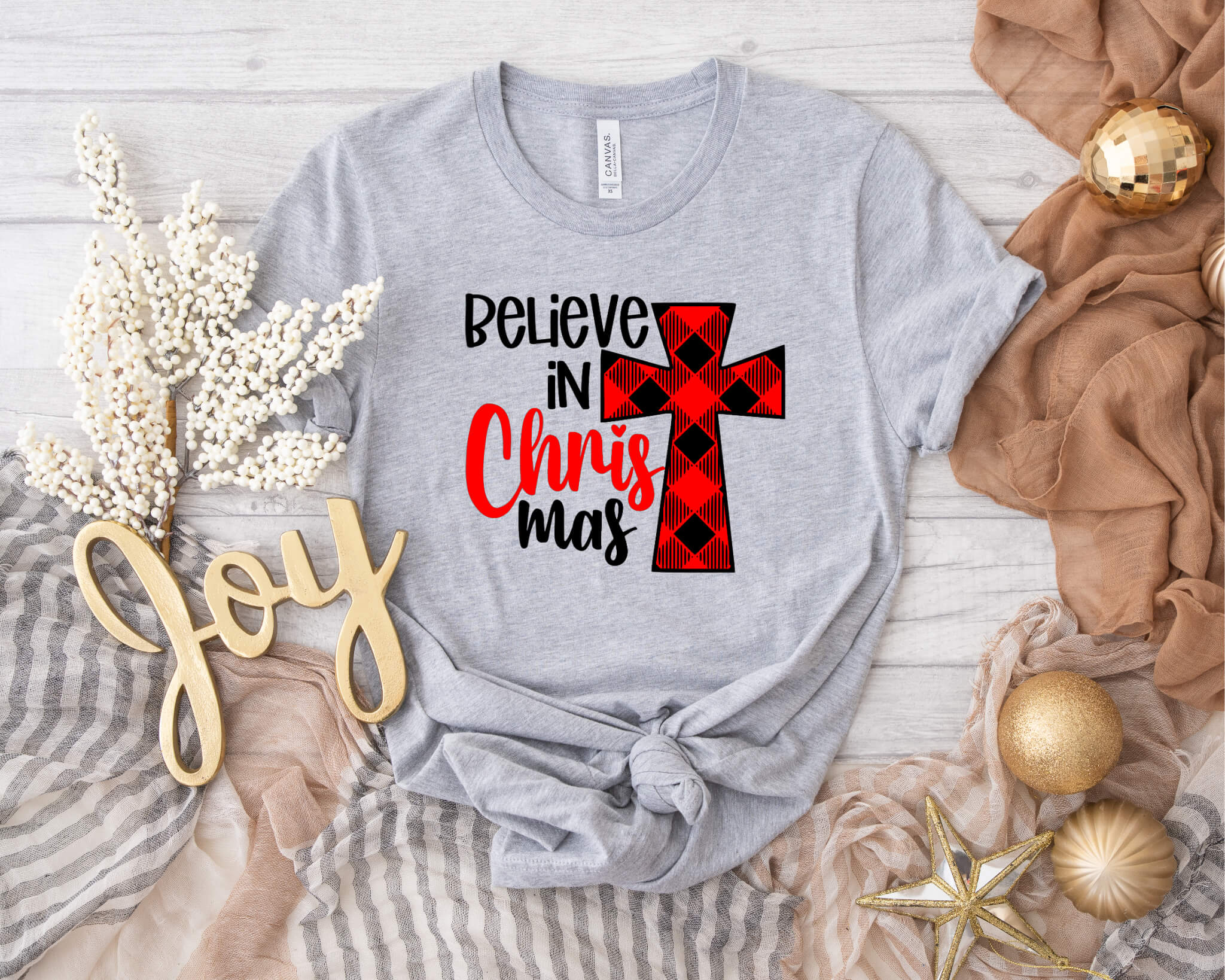 Christmas Believe In Christmas Jesus Unisex Graphic Print T-Shirt