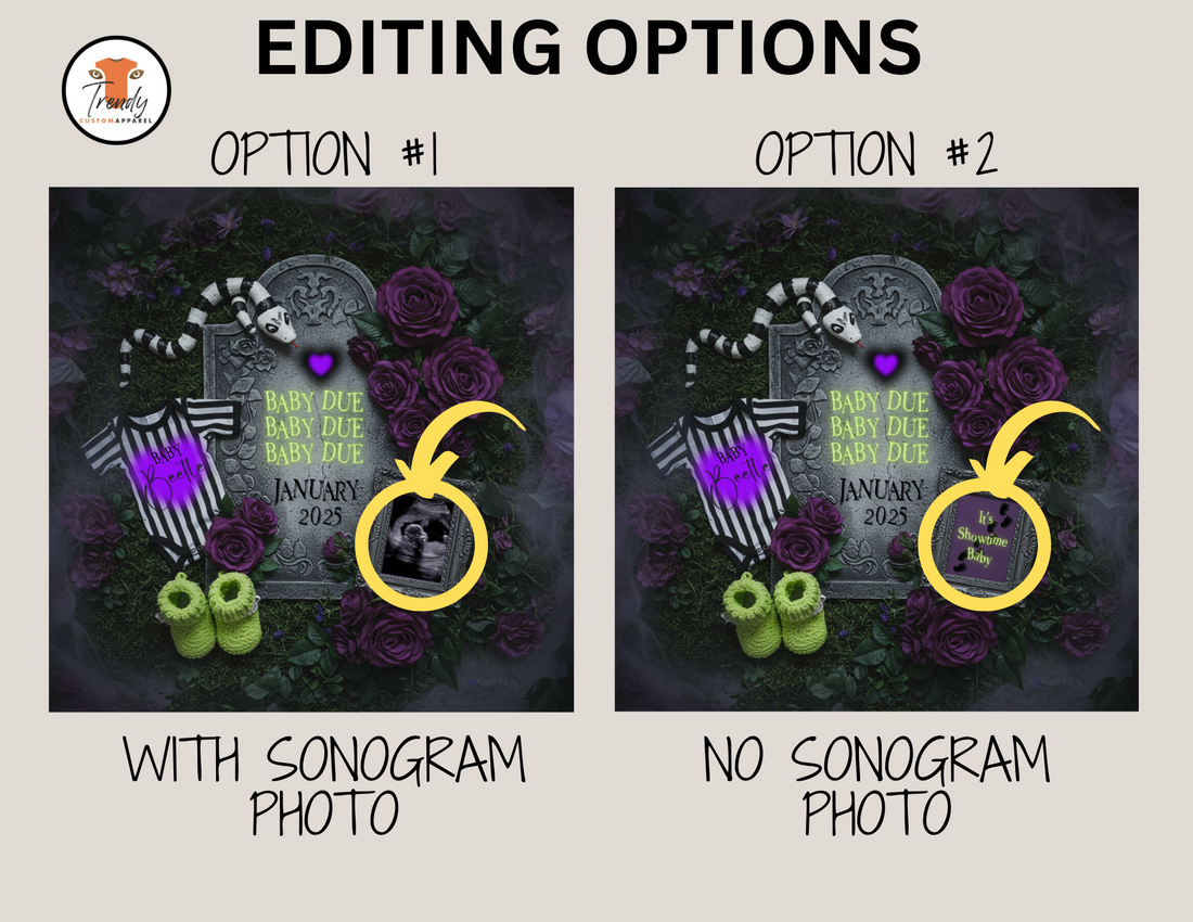 Digital Spooky Pregnancy Announcement, Baby Due, Customizable Beetlejuice Themed, Personalized Editable Template