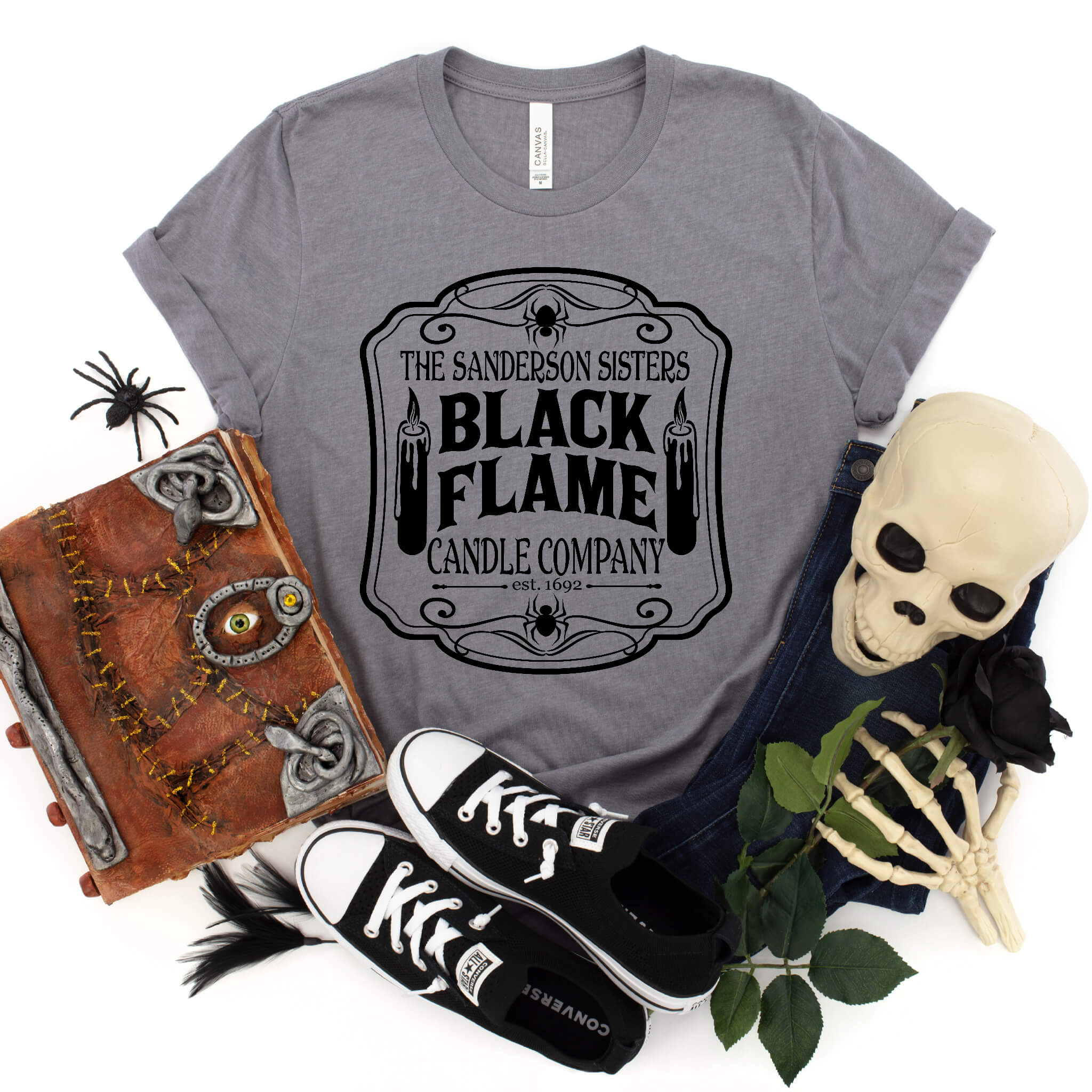 Halloween Customized Sanderson Sisters Black Flame Candle Co. Ladies Graphic Print T-Shirt