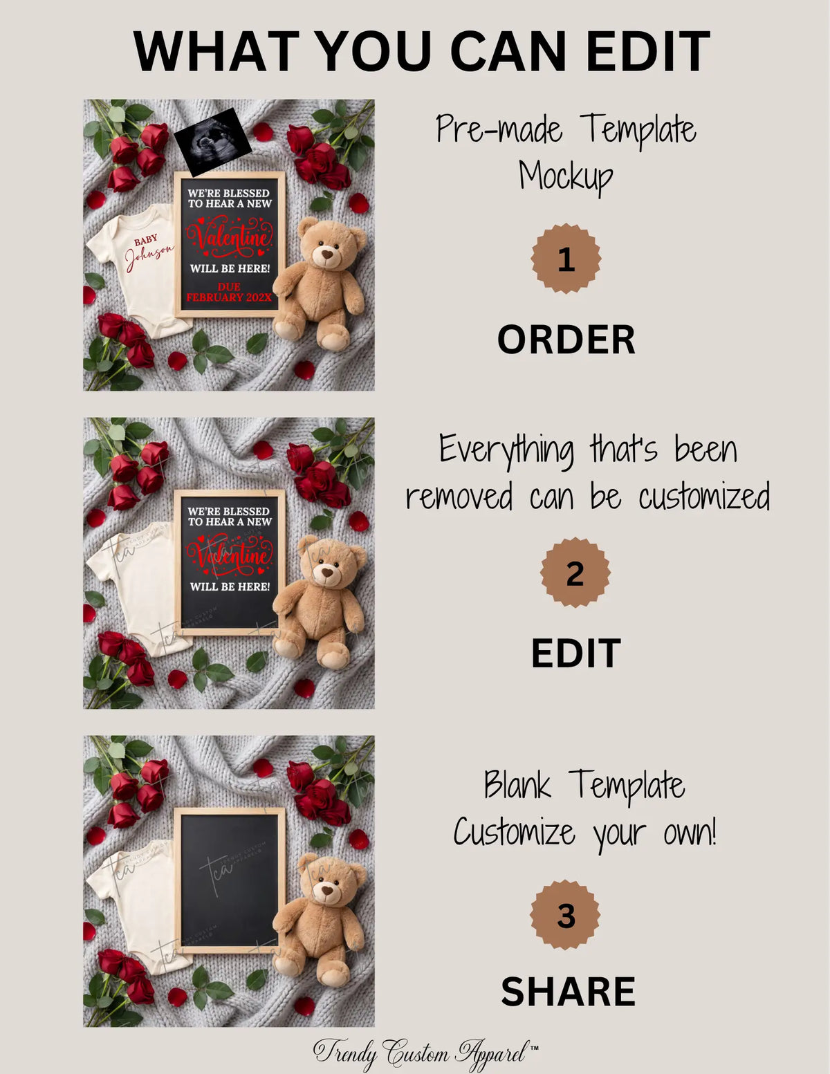 Valentine's Day Pregnancy Announcement Template, Blessed Baby, Canva Editable, Gender Neutral, Instant Digital Download TrendyCustomApparel™