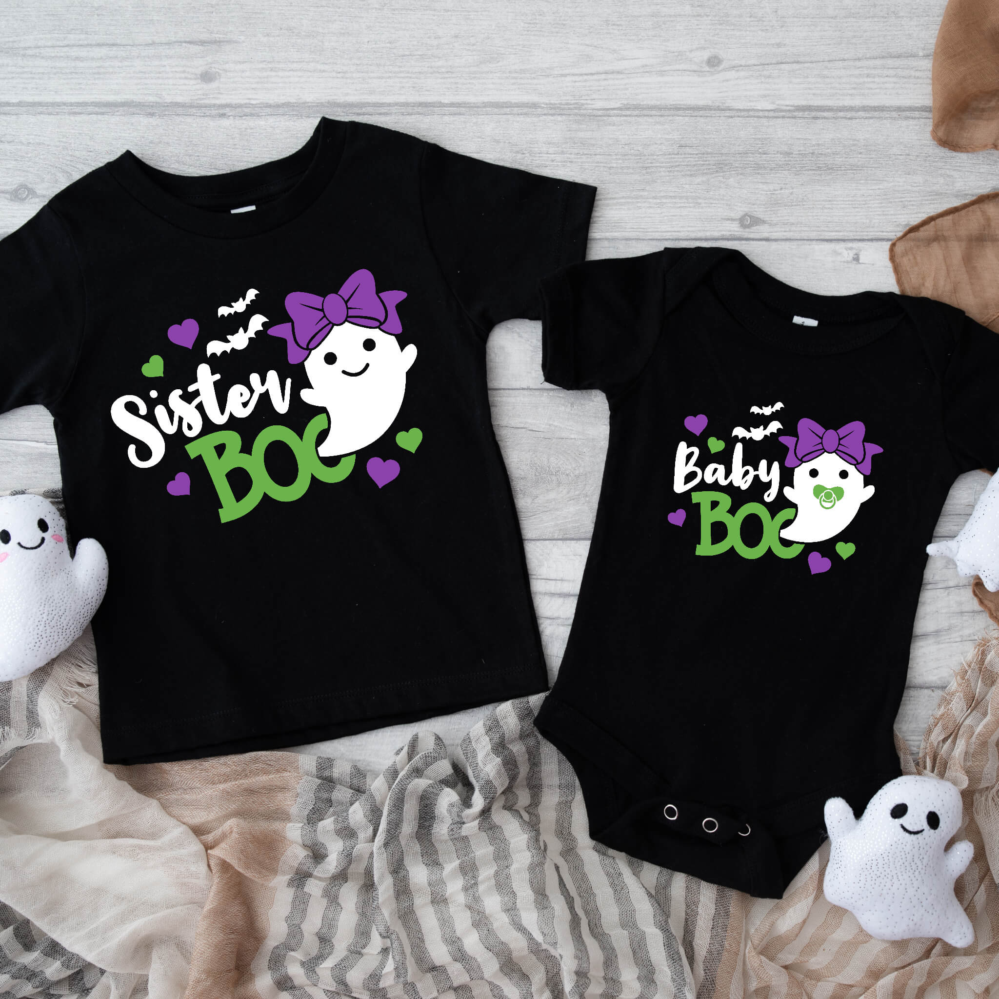 Halloween Girls Matching Sister Boo Sibling Graphic Print