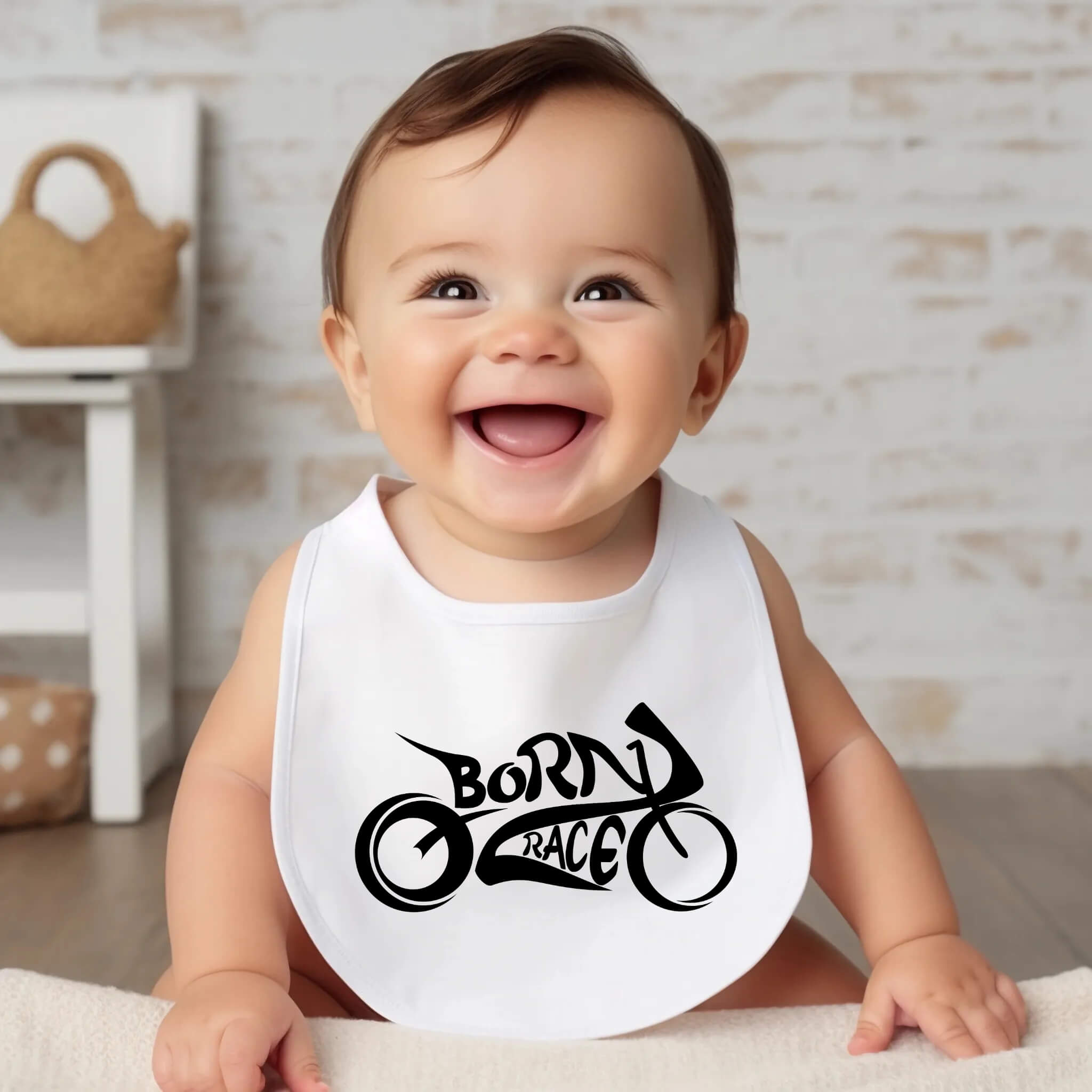 Racing - Born To Race Bike Racing Baby Bib One of A Kind Baby Shower Gift