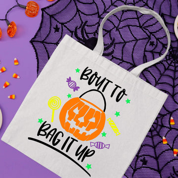 Bolsa de tela grande para Halloween Bout To Bag It Up Trick or Treat Candy