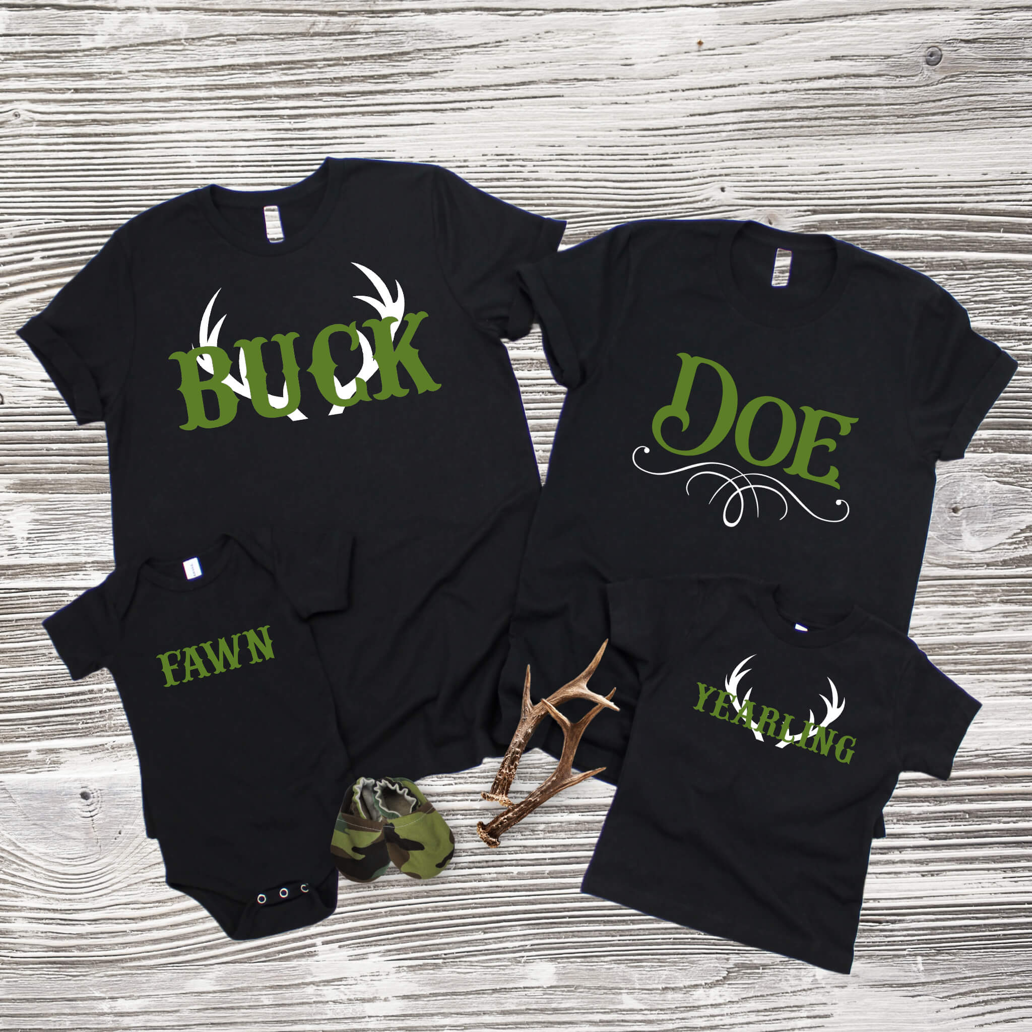 Deer Buck Doe Hunting Matching Country Family Group Personalized Shirts