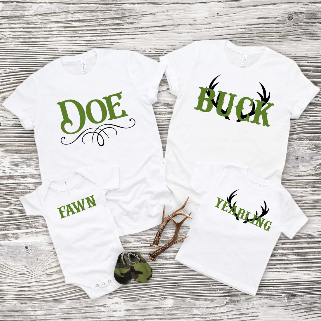 Deer Buck Doe Hunting Matching Country Family Group Personalized Shirts