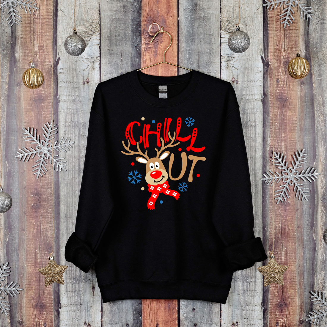 Camiseta unisex con estampado gráfico de renos navideños Chill Out