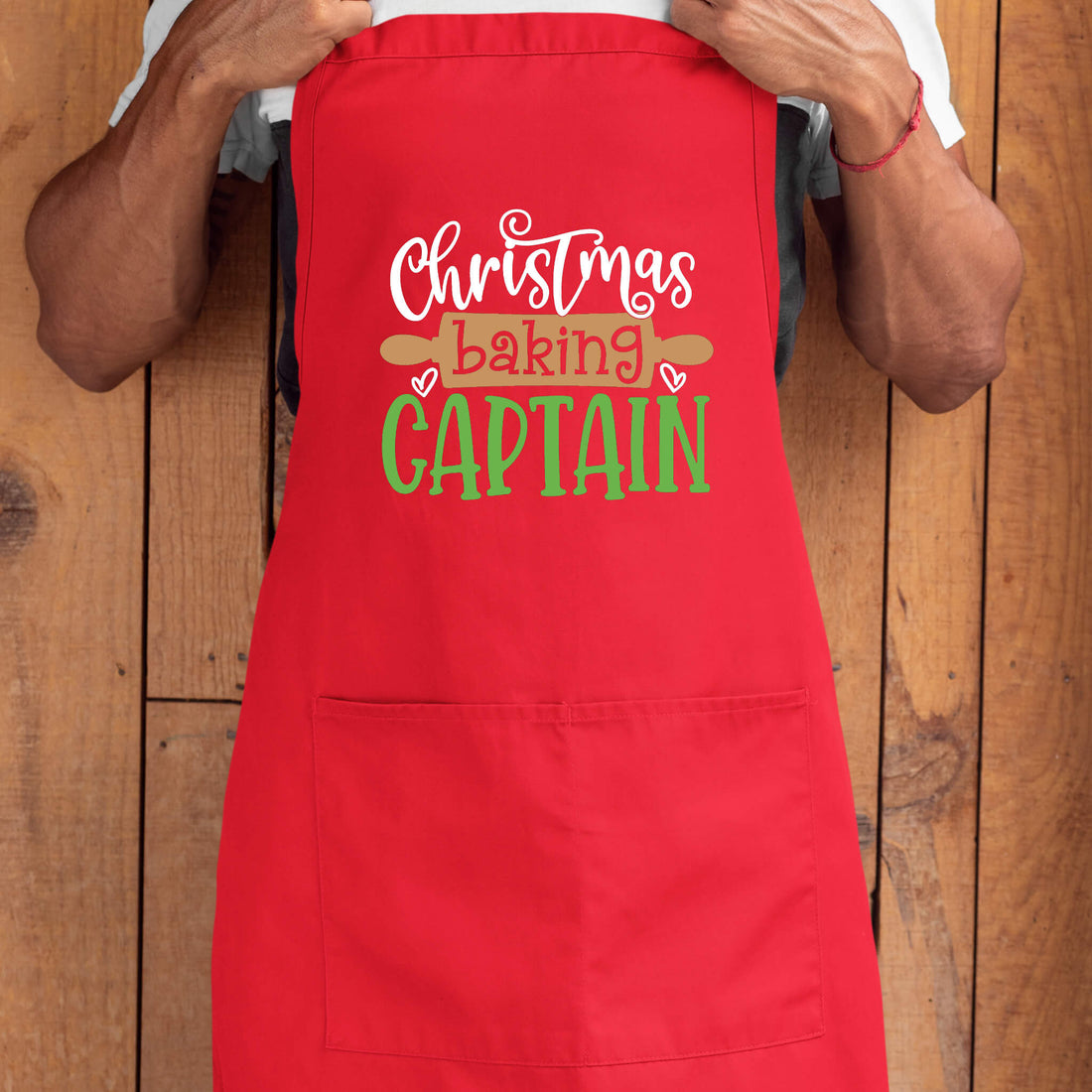 Delantal de cocina unisex con 2 bolsillos y diseño de Capitán para hornear de Navidad