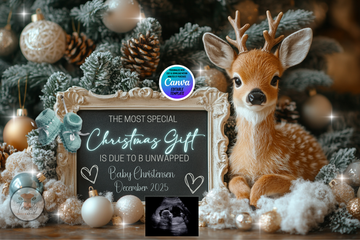 Digital Christmas Pregnancy Announcement, Special Christmas Gift, Customizable Winter Themed, Personalized Editable Template