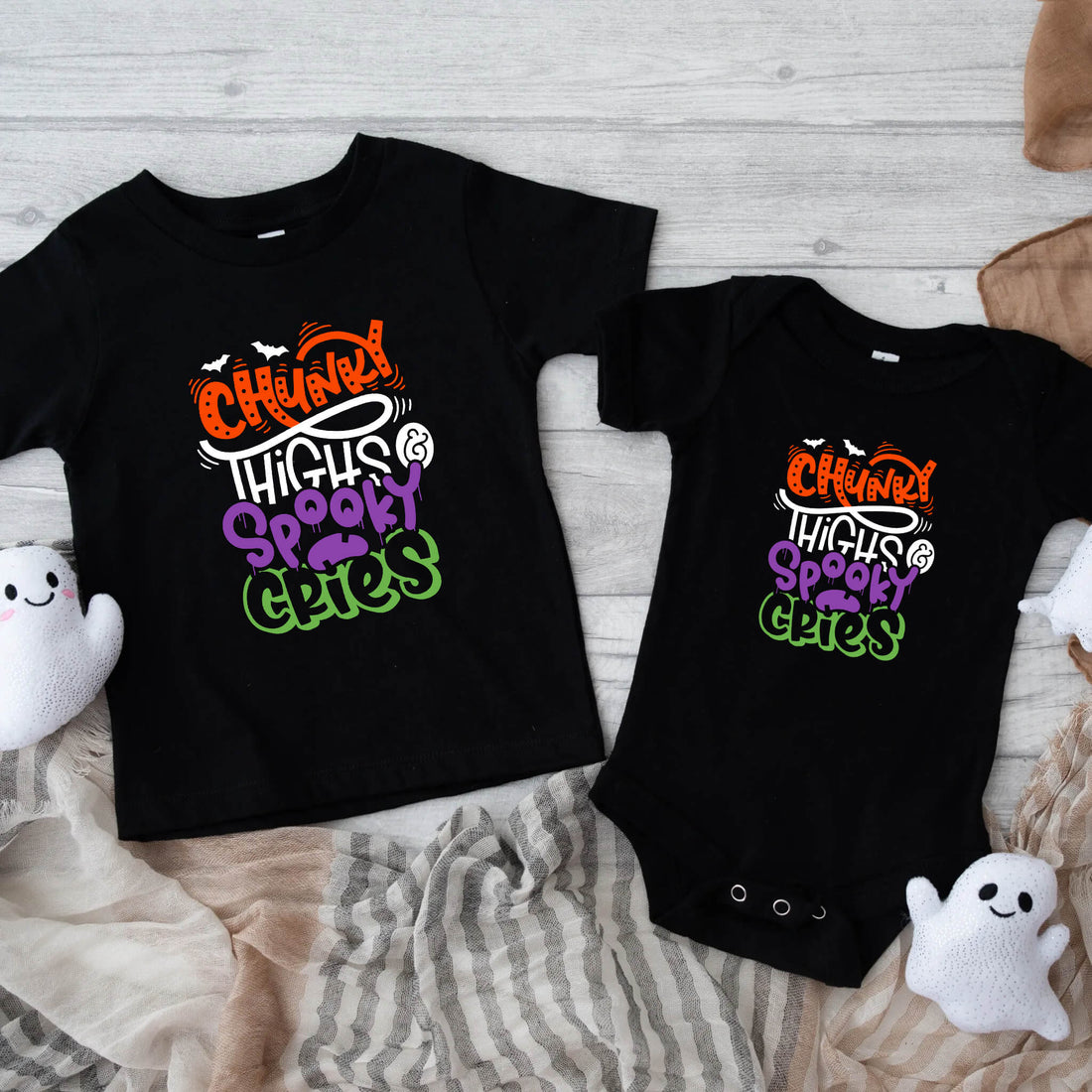 Halloween Chunky Thighs & Spooky Cries Baby Infant Toddler Graphic Print