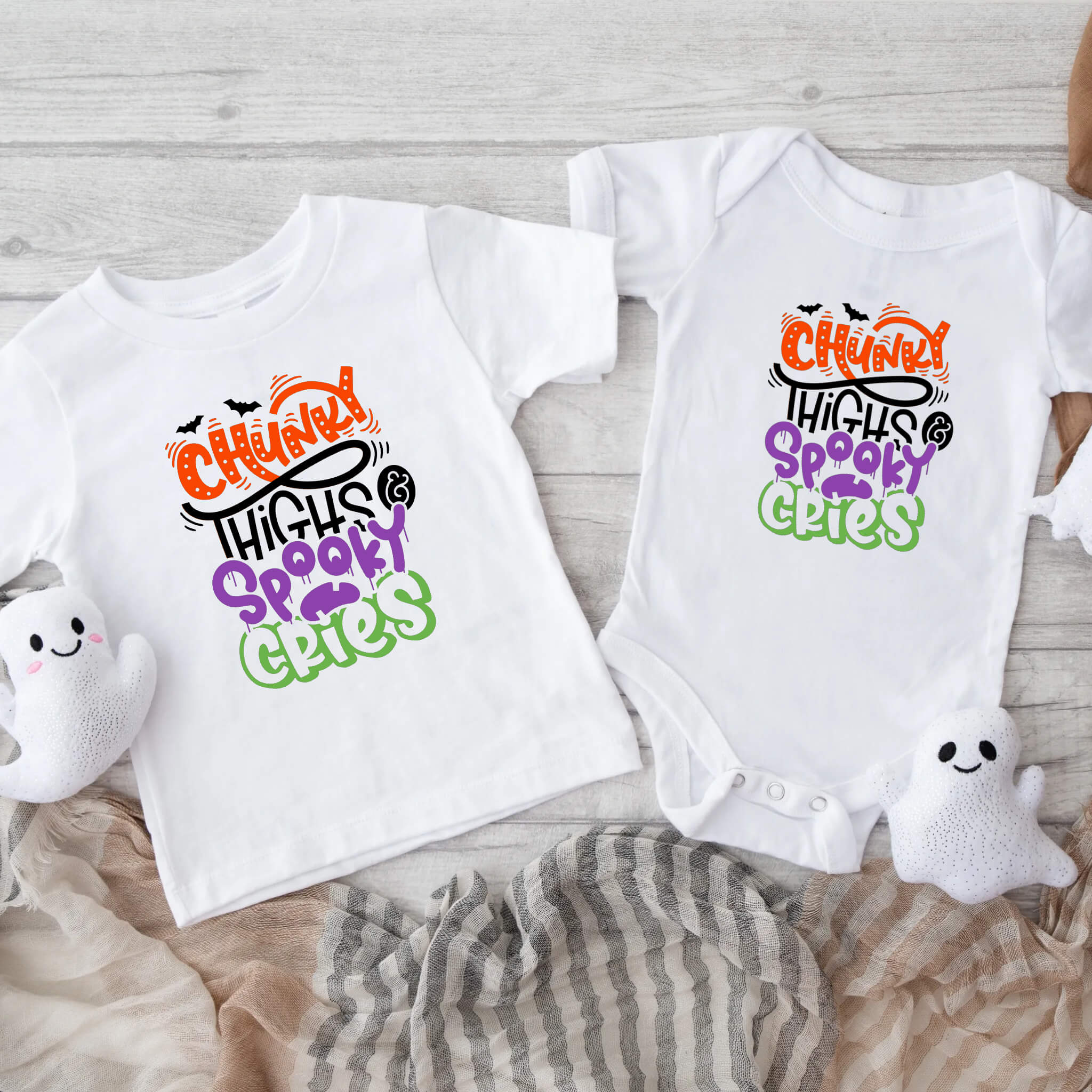 Halloween Chunky Thighs & Spooky Cries Baby Infant Toddler Graphic Print