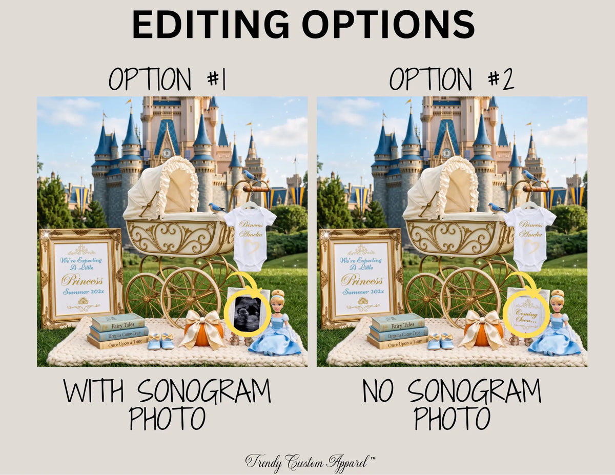 Disney Cinderella Princess Baby Reveal Digital Editable Template, Girl Editable Canva Instant Download TrendyCustomApparel™