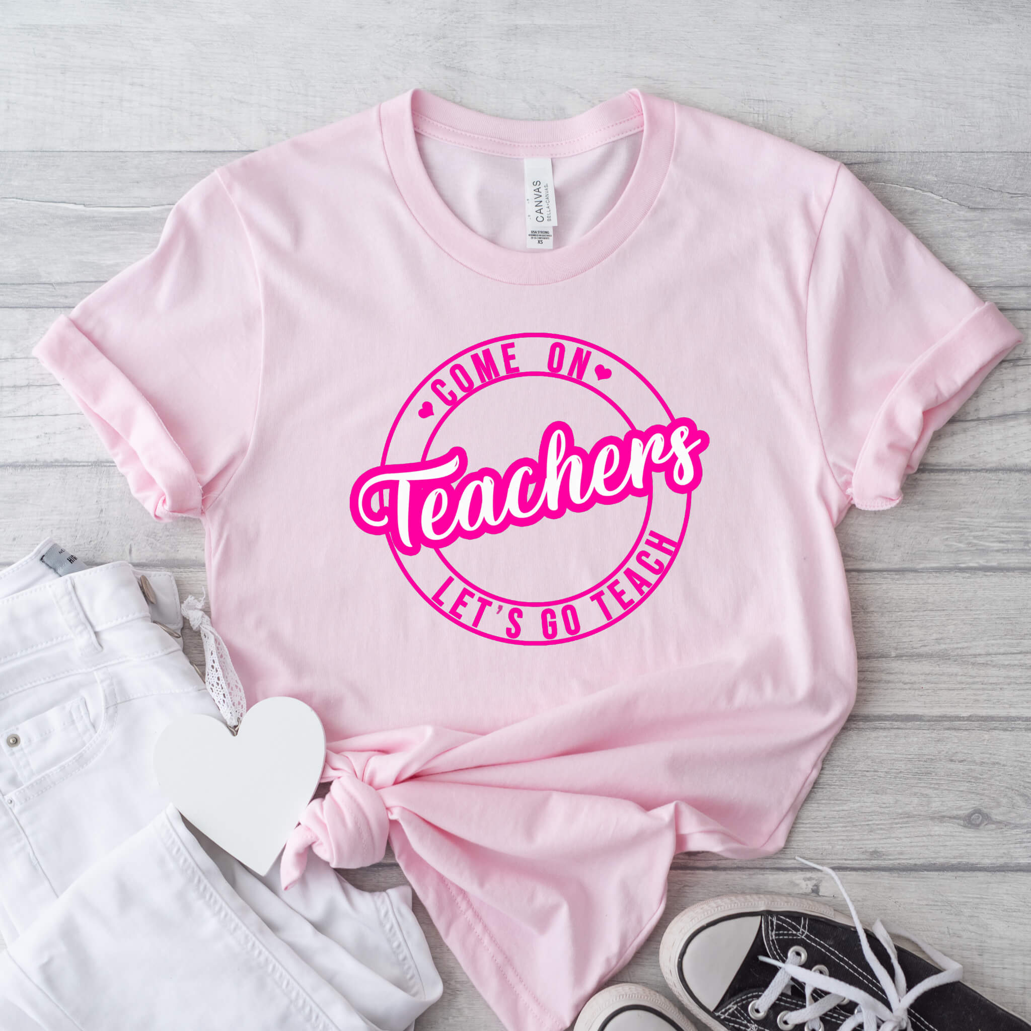 First Day of School Barbie Themed Come on Teachers Let’s Go Teach Women’s Graphic Print T-Shirt