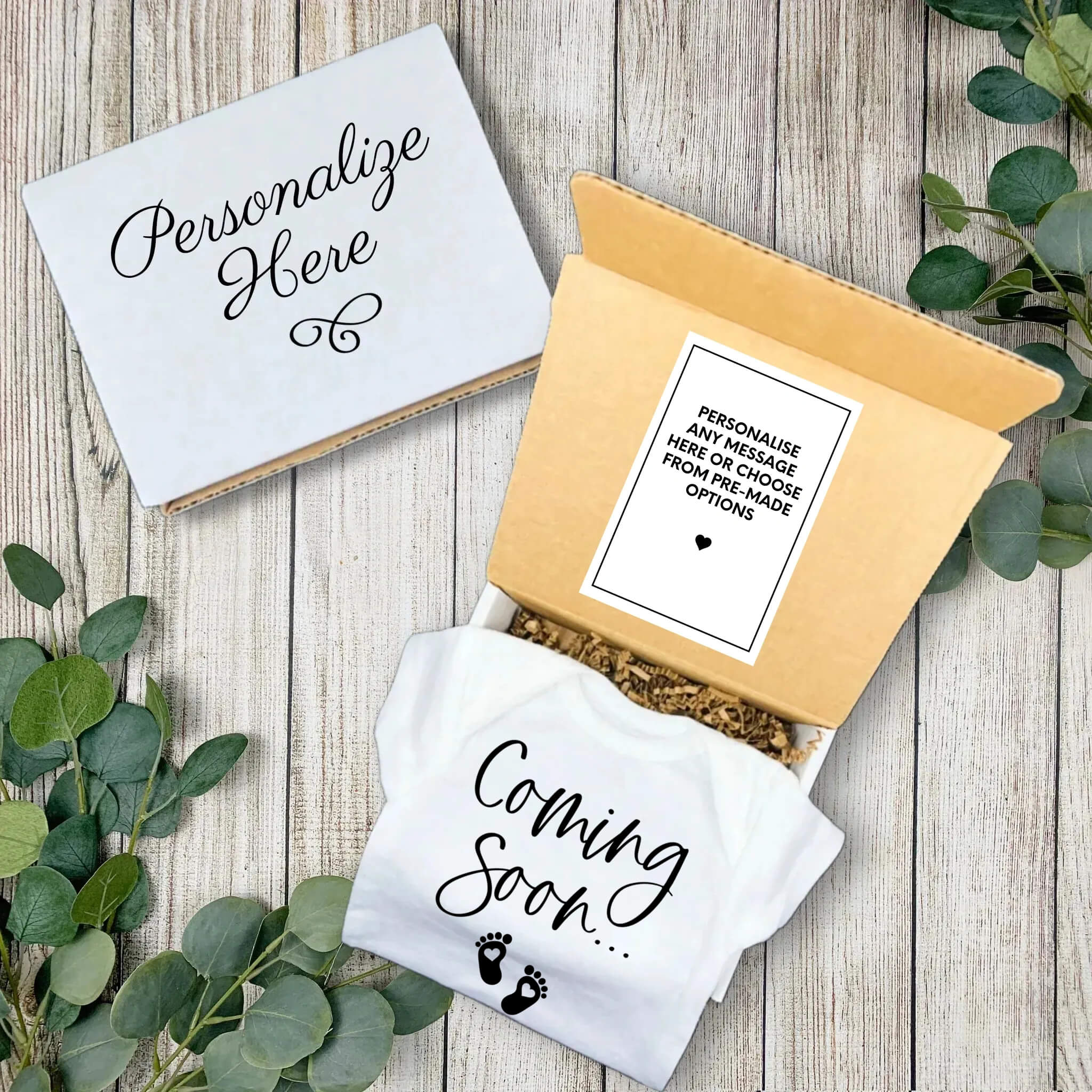 Personalized Pregnancy Announcement, Coming Soon, Dad, Grandma, Grandpa, Auntie, Uncle To Be, Cute Customized Baby Announcement Onesie Gift Box, Personalized Pregnancy Due Date Onesie Gift Box
