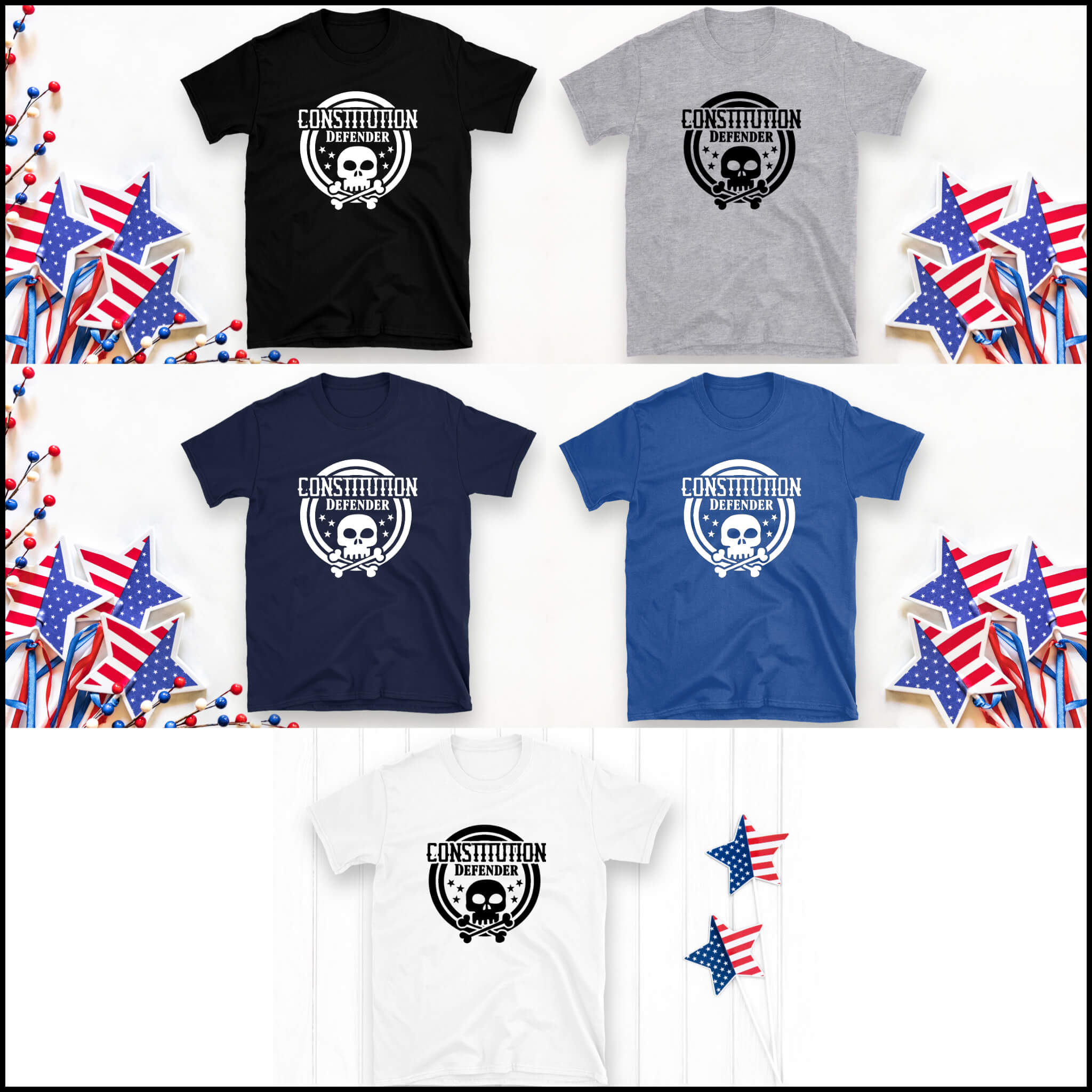 American Constitution Defender Skull Unisex Graphic Print T-Shirt / Sweatshirt