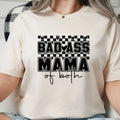 Badass Mama of Both, Girl and Boy Mom, Checkered Women's Graphic Print T-Shirt TrendyCustomApparel™