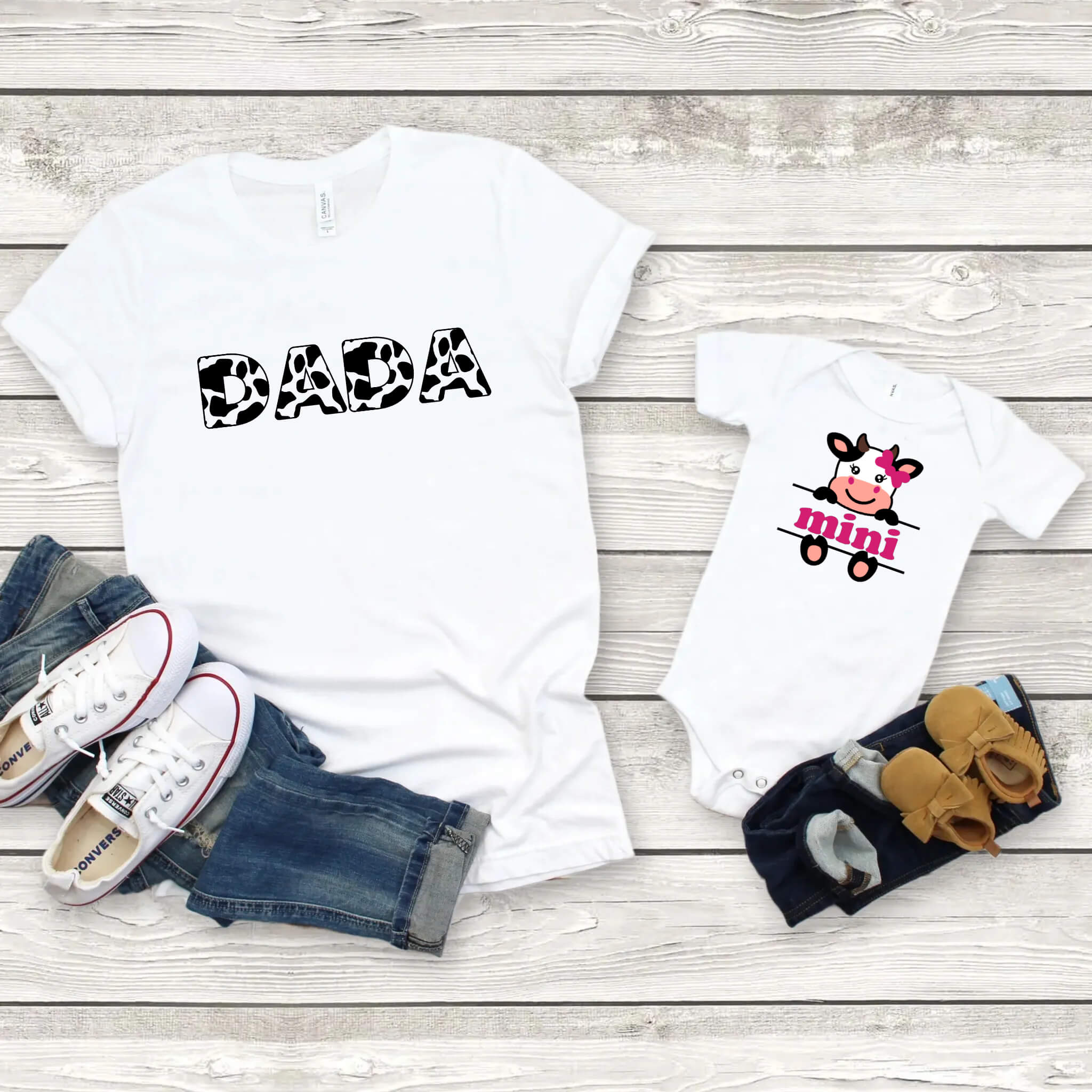 Matching Daddy & Me Dada Cow Print Father's Day Men's T-Shirt