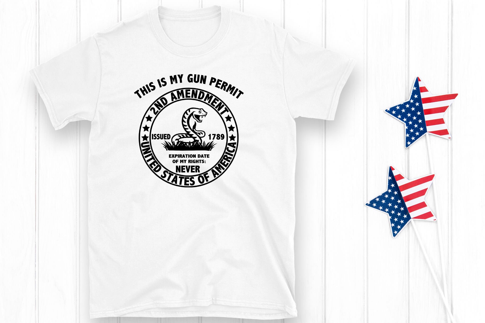 America Patriotic - 2nd Amendment This is my Gun Permit Unisex Men's Women's Graphic Print T-Shirt / Sweatshirt