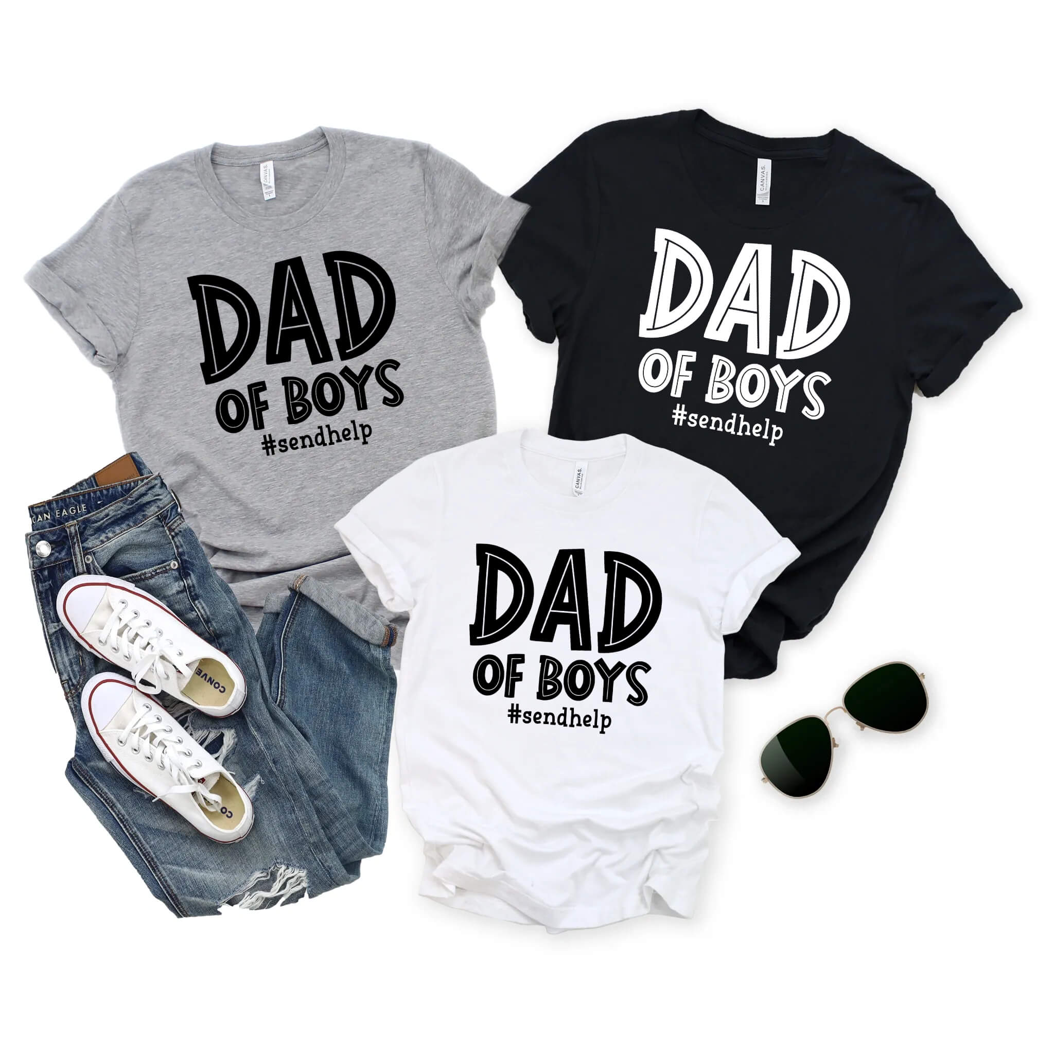 Dad of Boys Dada Daddy Boy's Guy's Men's Personalize Custom T-Shirt