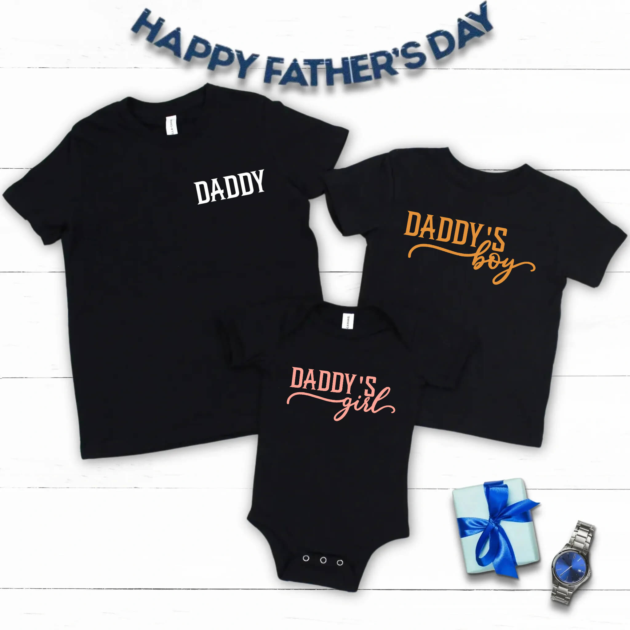 Daddy Daddy's Boy or Girl Matching Sibling Birthday Christmas Father's Day T-Shirt