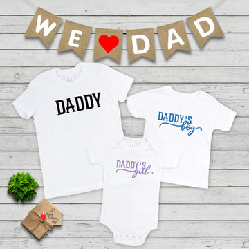 Daddy Daddy's Boy or Girl Matching Sibling Birthday Christmas Father's Day T-Shirt