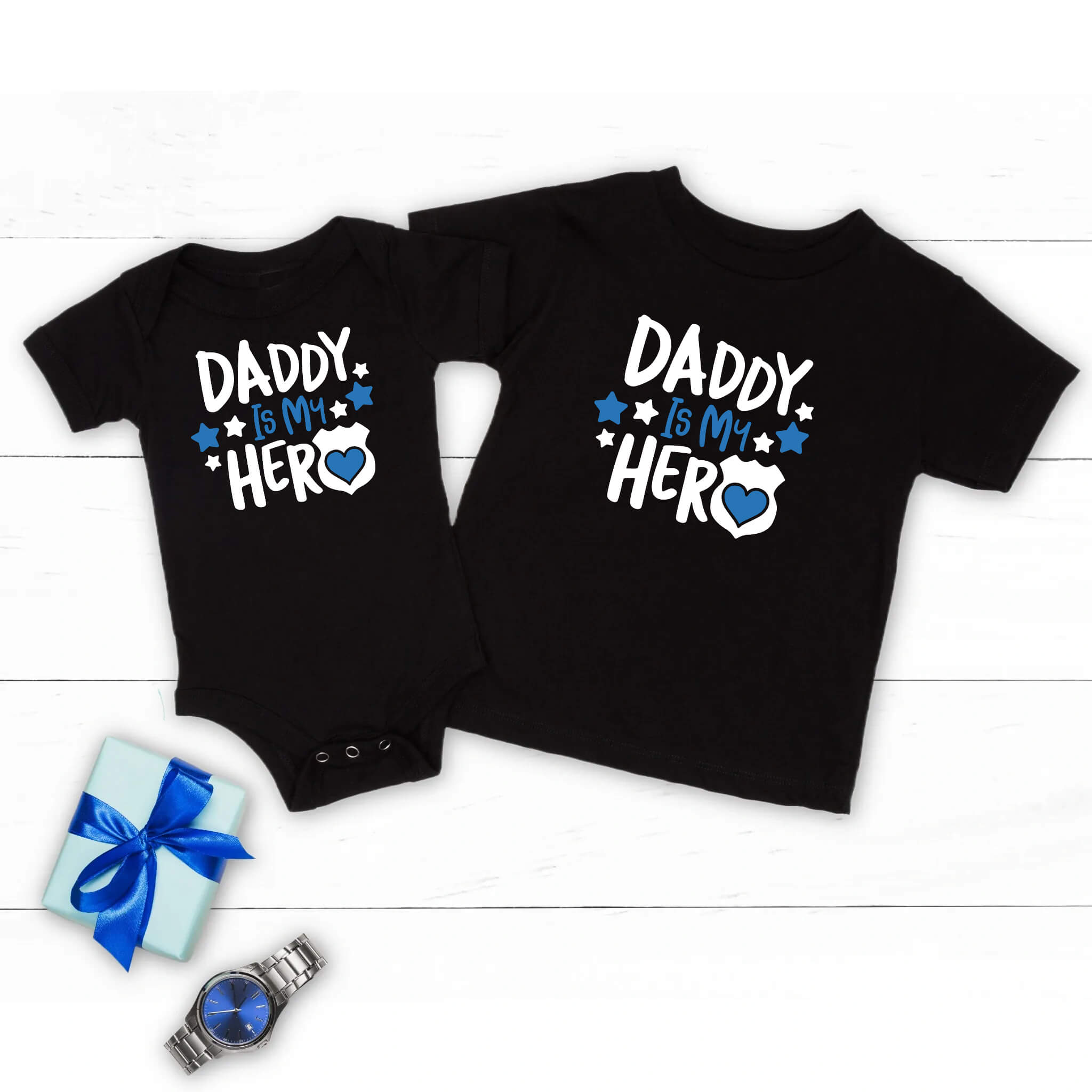 Daddy Is My Hero Policeman Baby Onesie Infant Toddler Boy's Girl's T-Shirt