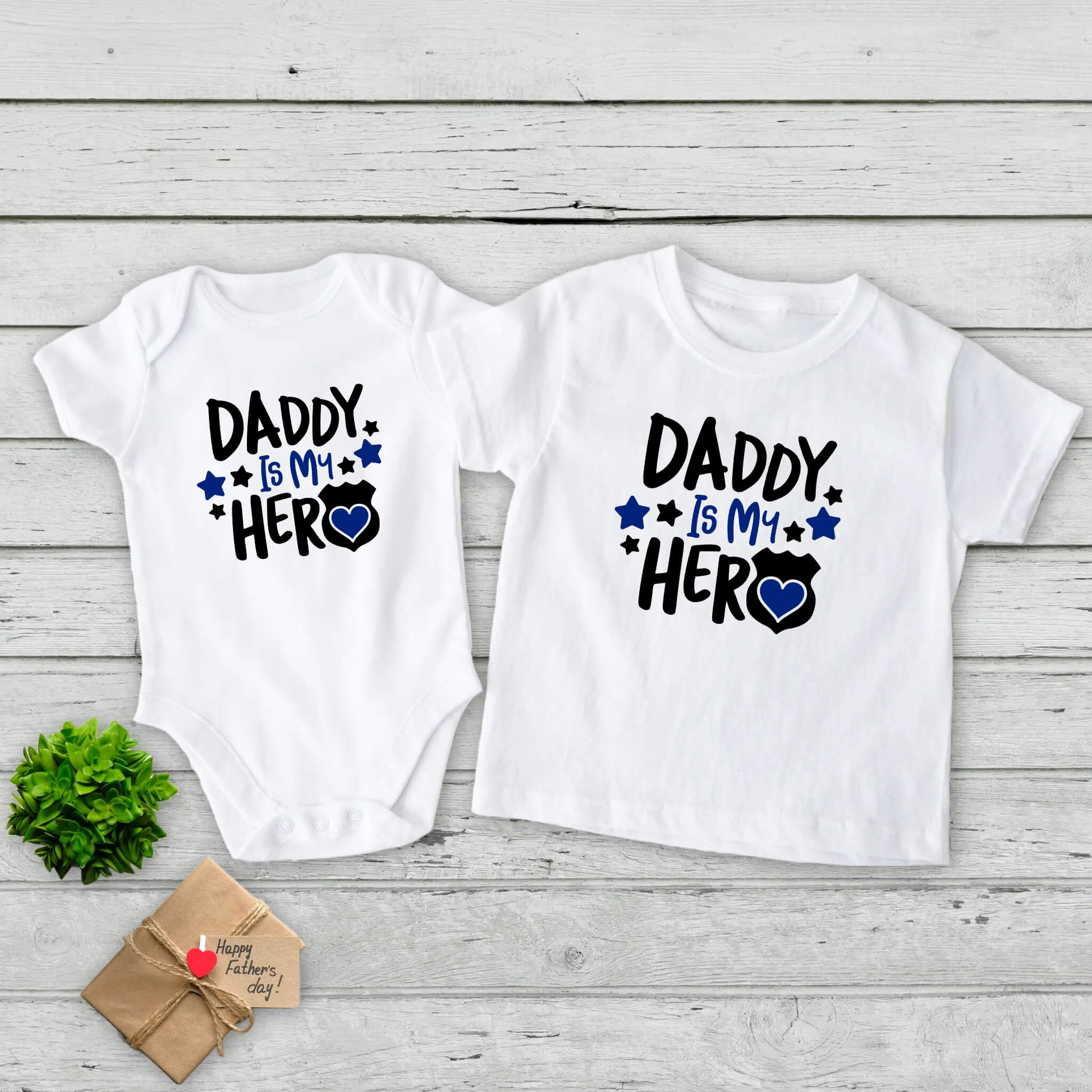 Daddy Is My Hero Policeman Baby Onesie Infant Toddler Boy's Girl's T-Shirt