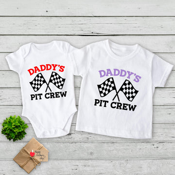 Daddy's Pit Crew Racing Baby Onesie Camiseta para niño y niña Cumpleaños Navidad Día del Padre Regalo de ducha