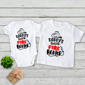 Daddy's Favorite Firefighter Baby Onesie Boy's T-Shirt Birthday Christmas Father's Day Shower Gift