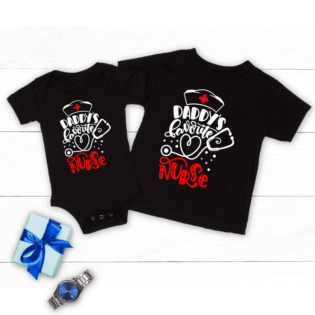 Daddy's Favorite Nurse Baby Onesie Girl's T-Shirt Birthday Christmas Father's Day Shower Gift