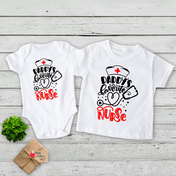 Daddy's Favorite Nurse Baby Onesie Girl's T-Shirt Birthday Christmas Father's Day Shower Gift