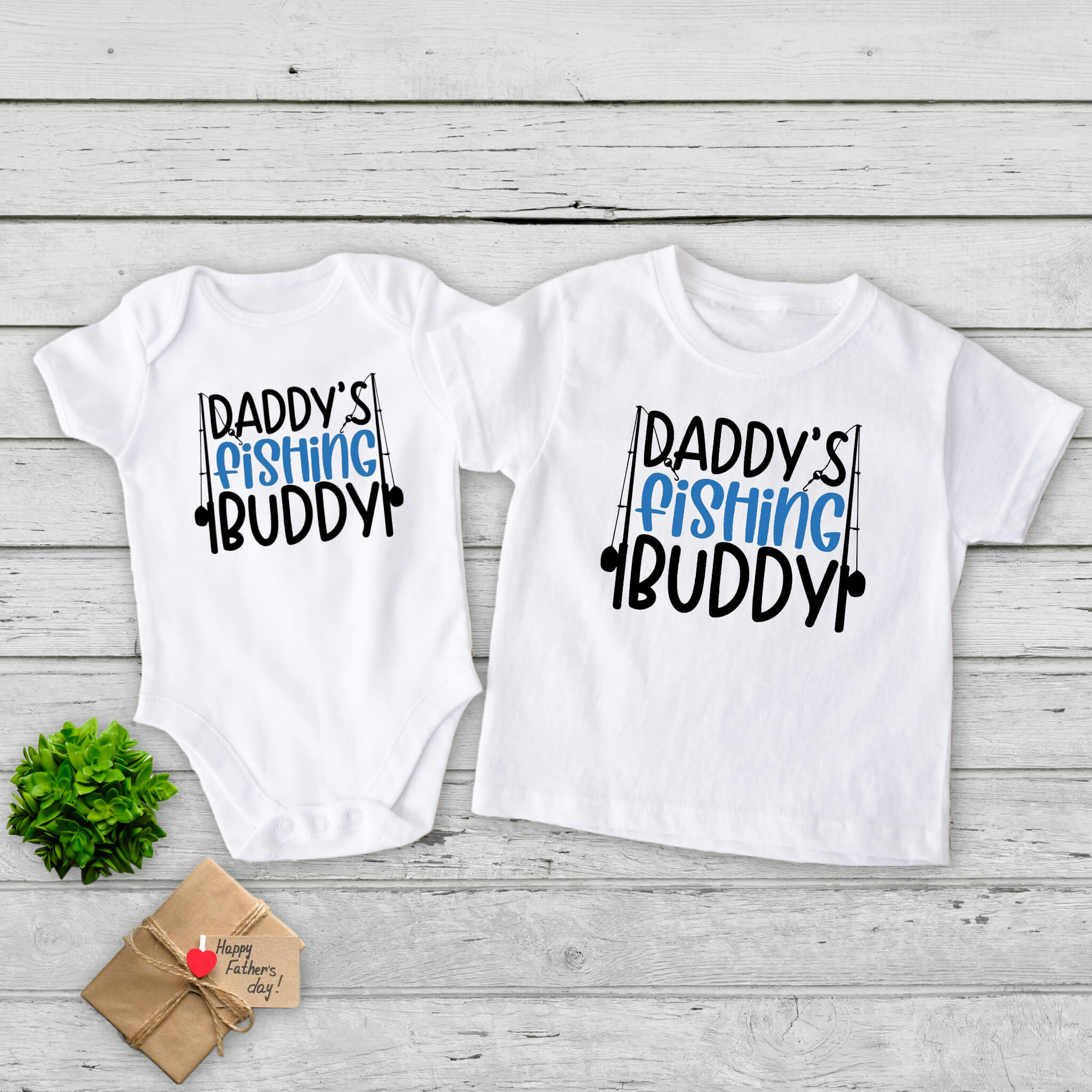 Daddy's Fishing Buddy Baby Onesie Boy's T-Shirt Birthday Christmas Father's Day Shower Gift