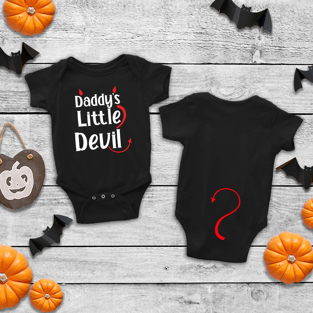 Halloween Daddy's Little Devil Baby Onesie Graphic Print