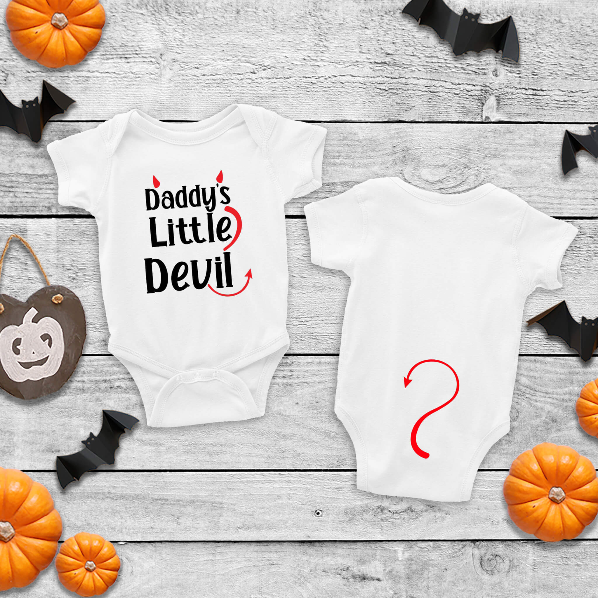 Halloween Daddy's Little Devil Baby Onesie Graphic Print