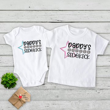 Daddy's Little Sidekick Baby Onesie Boy's Girl's T-Shirt Birthday Christmas Father’s Day Shower Gift