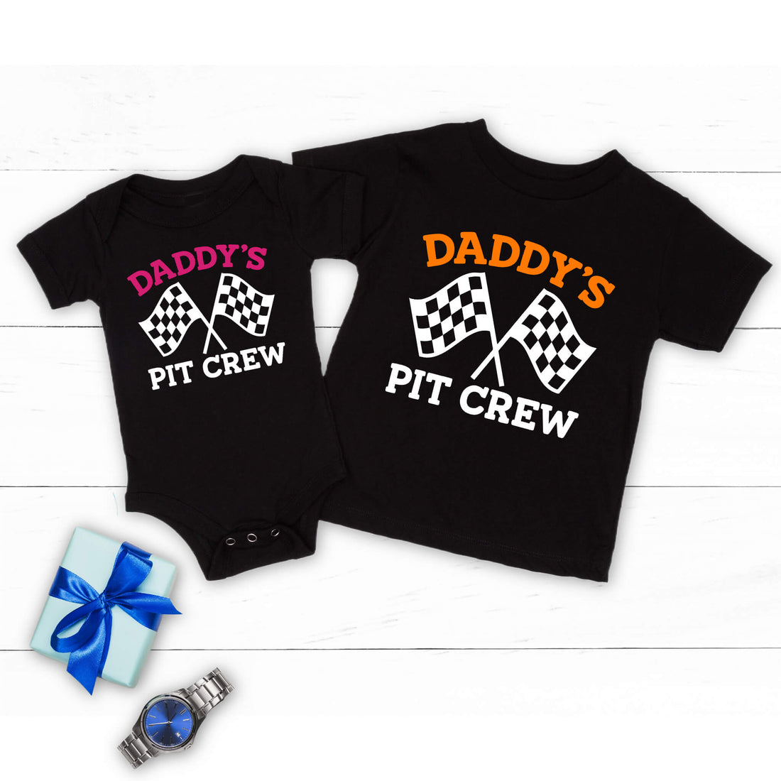 Daddy's Pit Crew Racing Baby Onesie Camiseta para niño y niña Cumpleaños Navidad Día del Padre Regalo de ducha