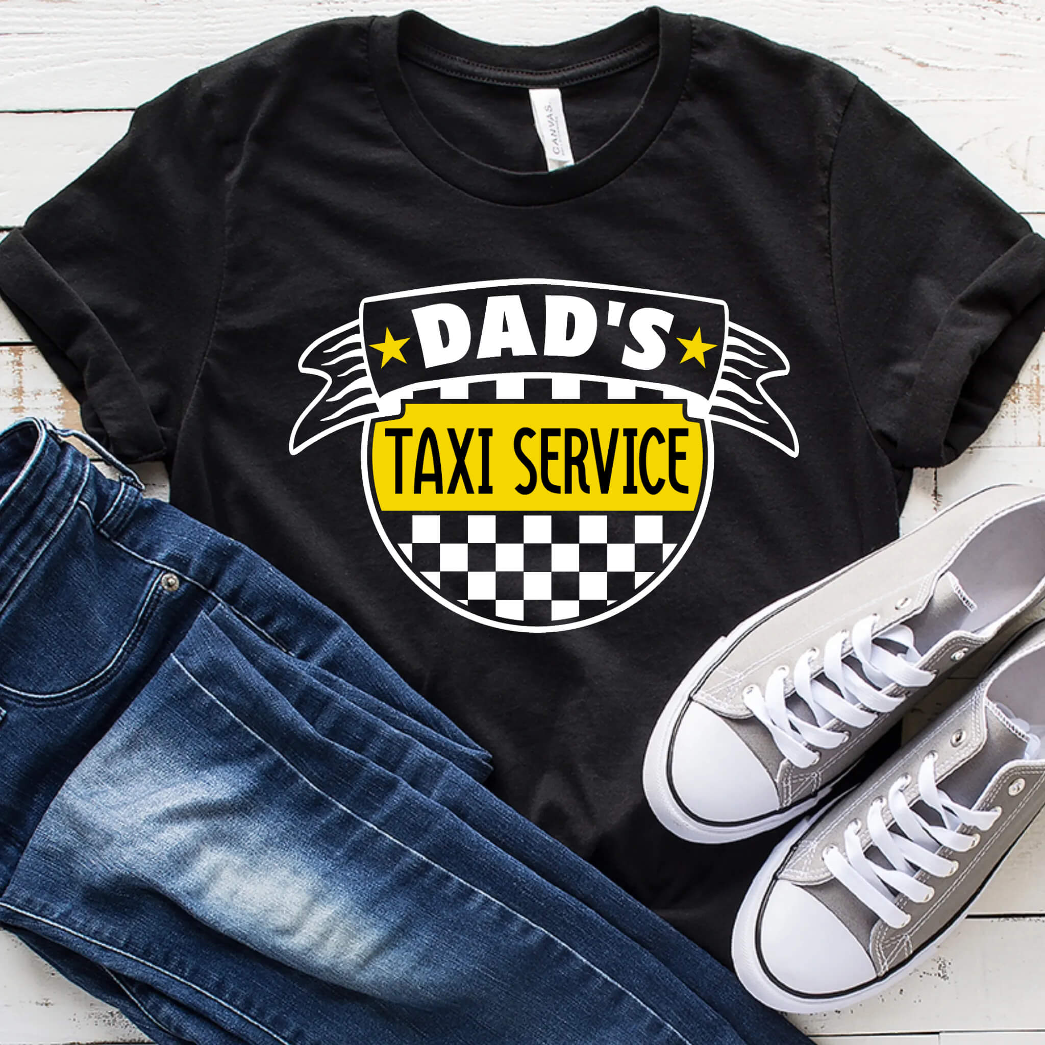 Dad's Taxi Service T-Shirt Birthday Christmas Father's Day Husband Guys Mens Gift