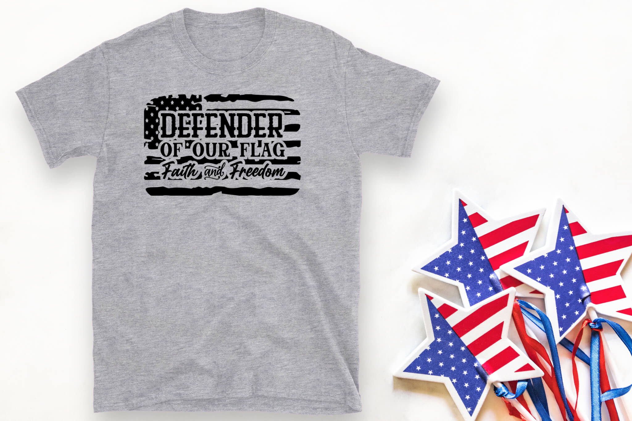 American Flag - Defender of Our Flag Faith Family & Freedom Unisex Graphic Print T-Shirt / Sweatshirt