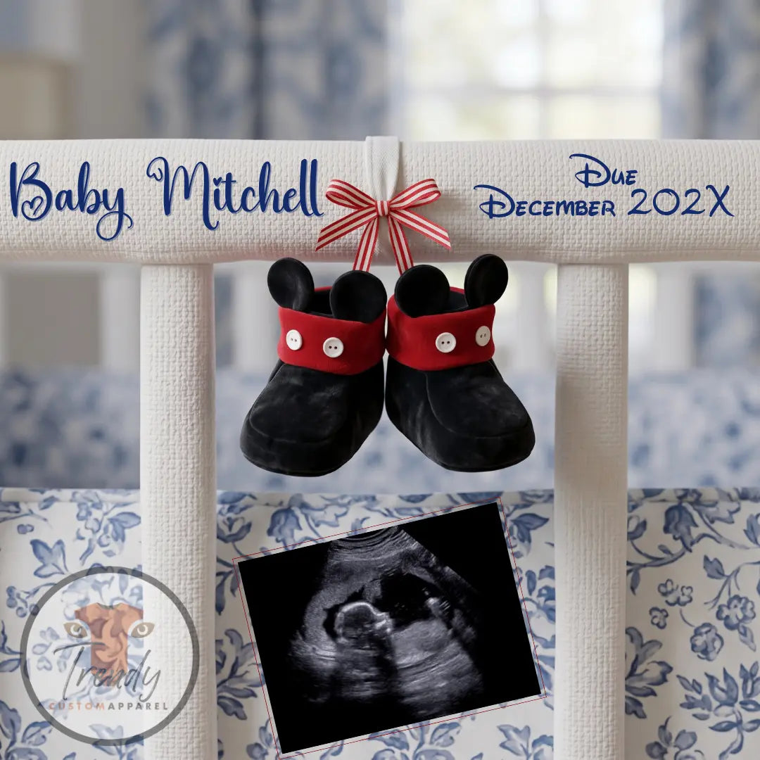 Disney Mickey Baby Boy Elegant Gender Reveal Announcement, Editable Instant Download Canva Template TrendyCustomApparel™