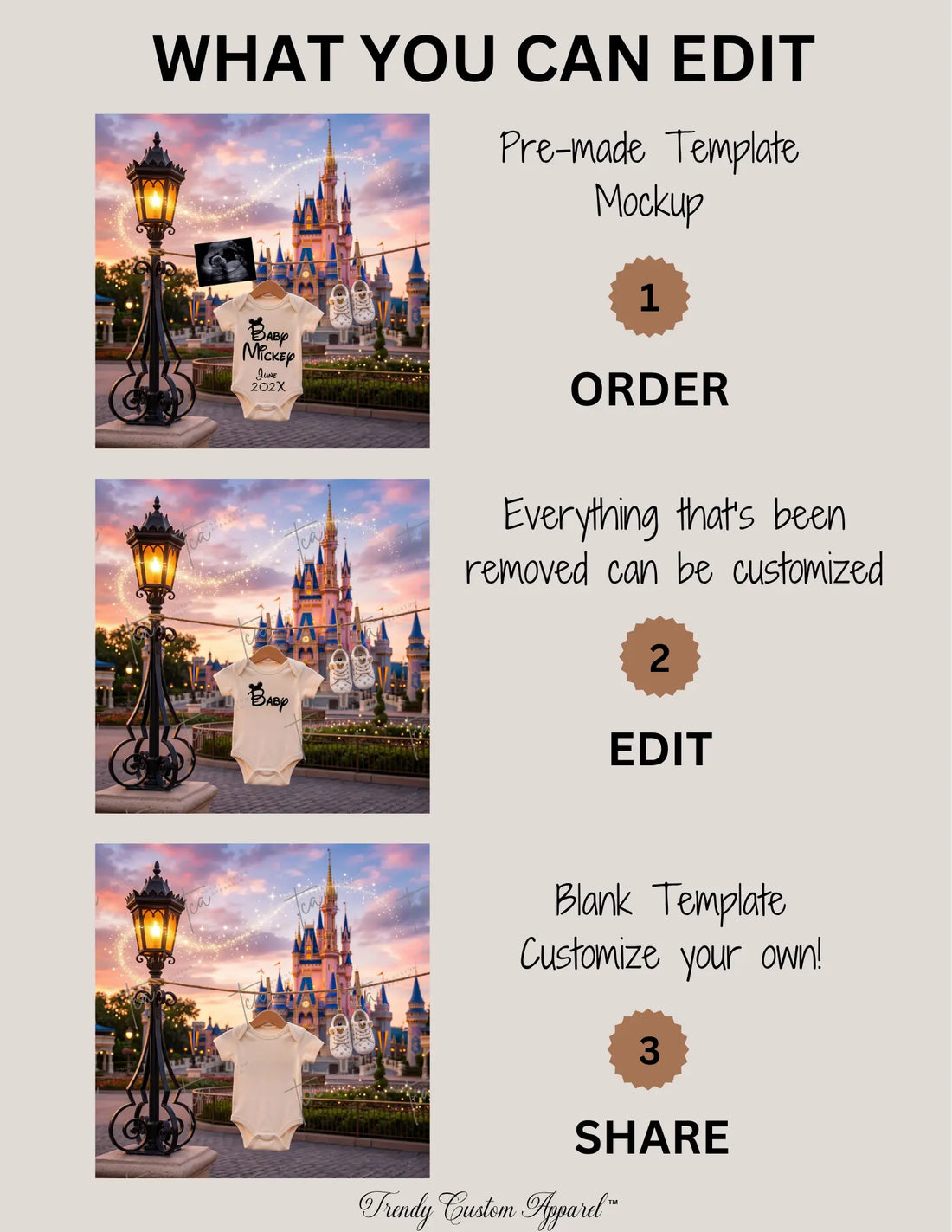 Disney Park Surname Digital Magical Pregnancy Announcement | Fully Editable Canva Template TrendyCustomApparel™