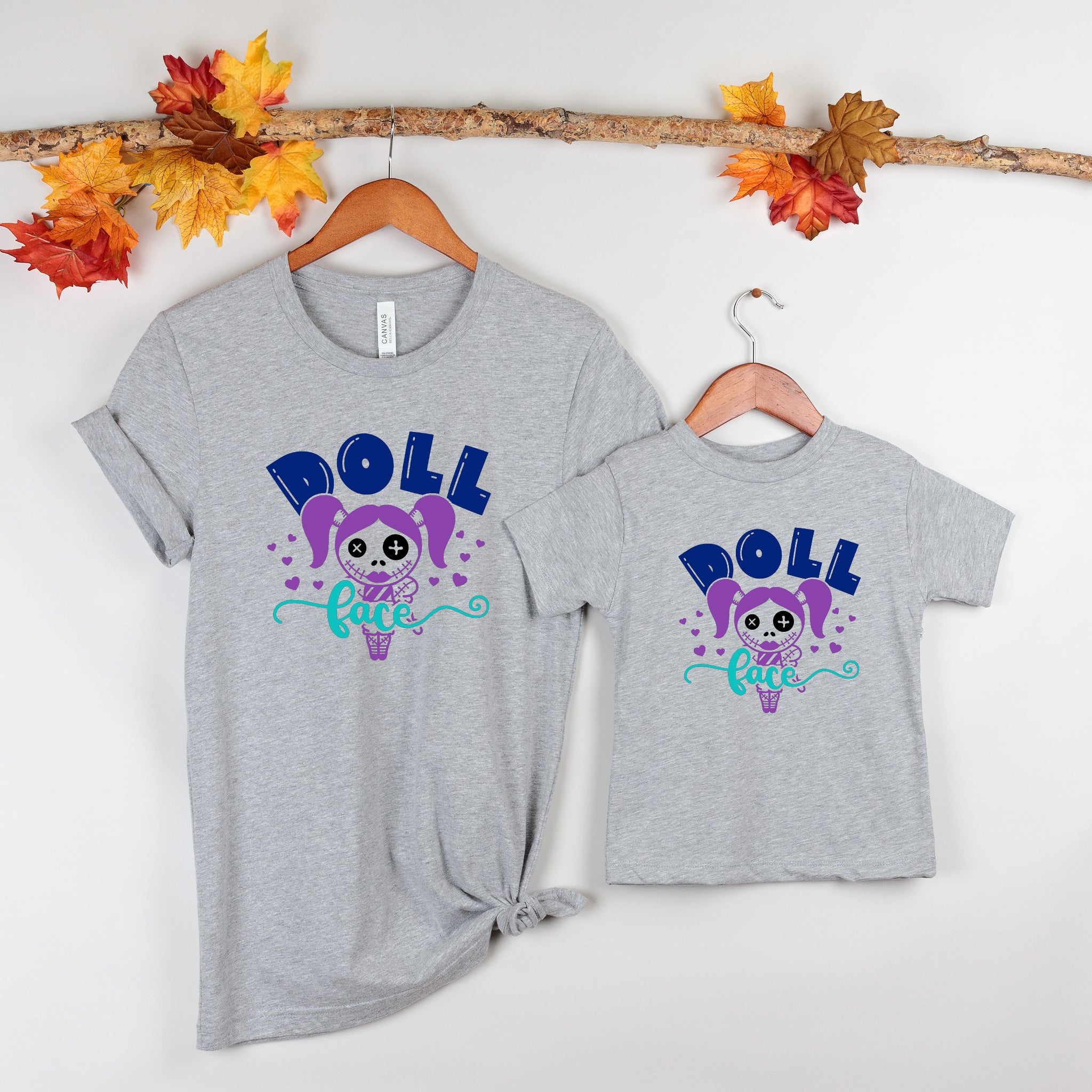 Halloween Doll Face Ladies Graphic Print T-Shirt