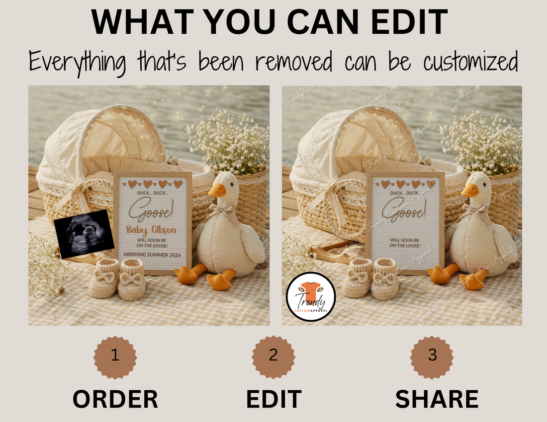 Digital Pregnancy Announcement, Duck Duck Goose, Instant Download Baby Reveal, Personalized Canva Editable Template