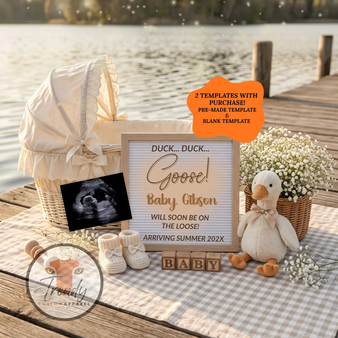 Duck Duck Goose Baby Reveal Digital Editable Template, Spring Canva Instant Download TrendyCustomApparel™