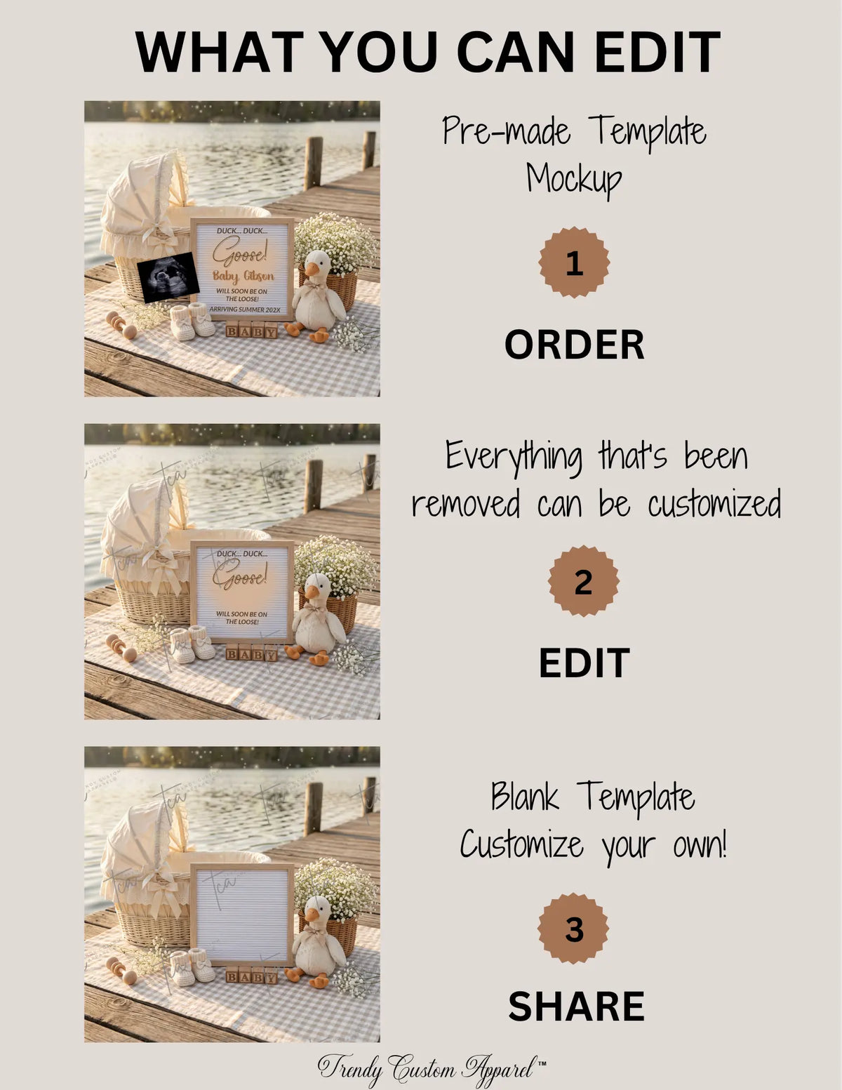 Duck Duck Goose Baby Reveal Digital Editable Template, Spring Canva Instant Download TrendyCustomApparel™