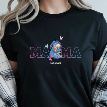 Women’s Mama Eeyore Graphic T-Shirt, Winnie The Pooh Oversized Mama Tee Est. Date - TrendyCustomApparel™