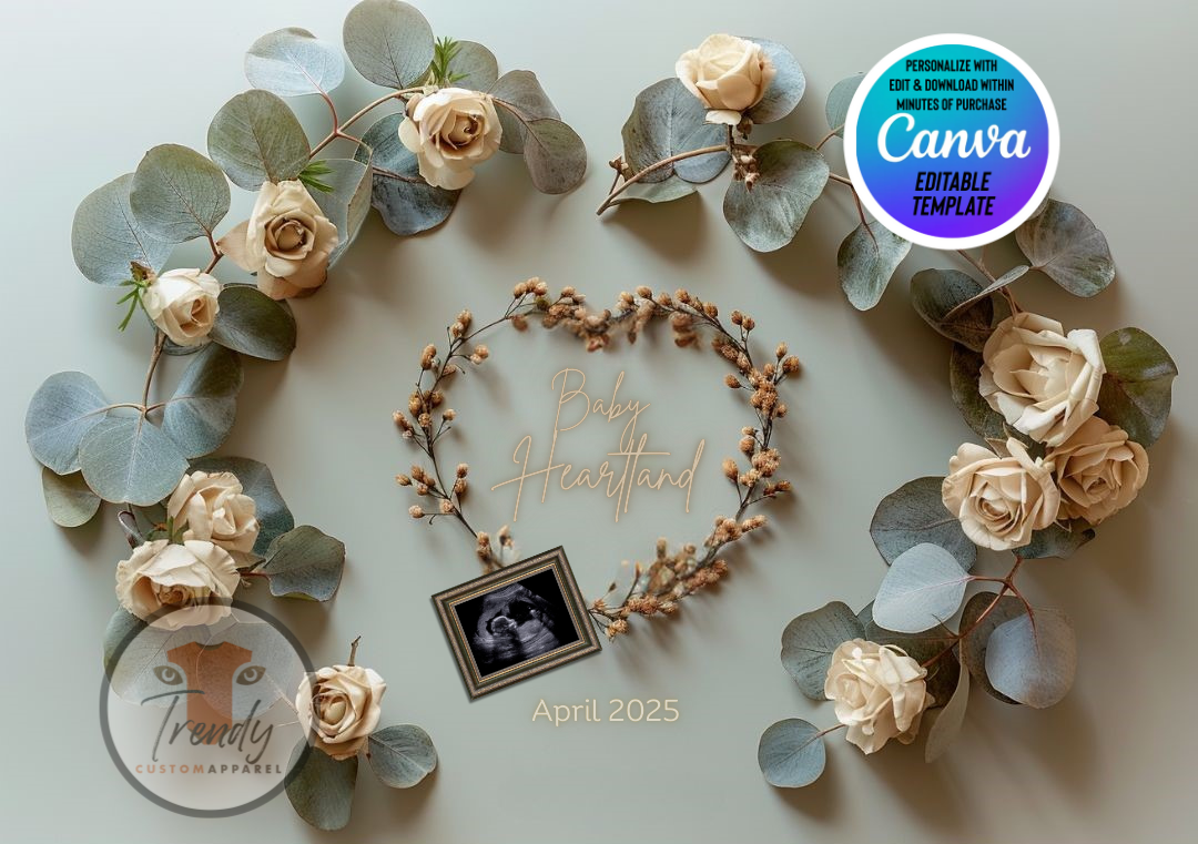 Digital Pregnancy Announcement, Gender Neutral, Customizable Elegant Themed, Personalized Editable Template