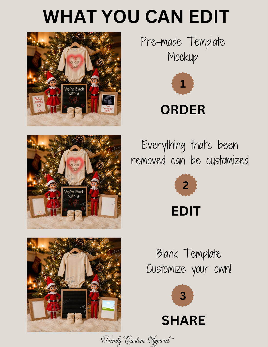 Christmas Elf Pregnancy Announcement Canva Template | Oops, We Did It Again! TrendyCustomApparel™